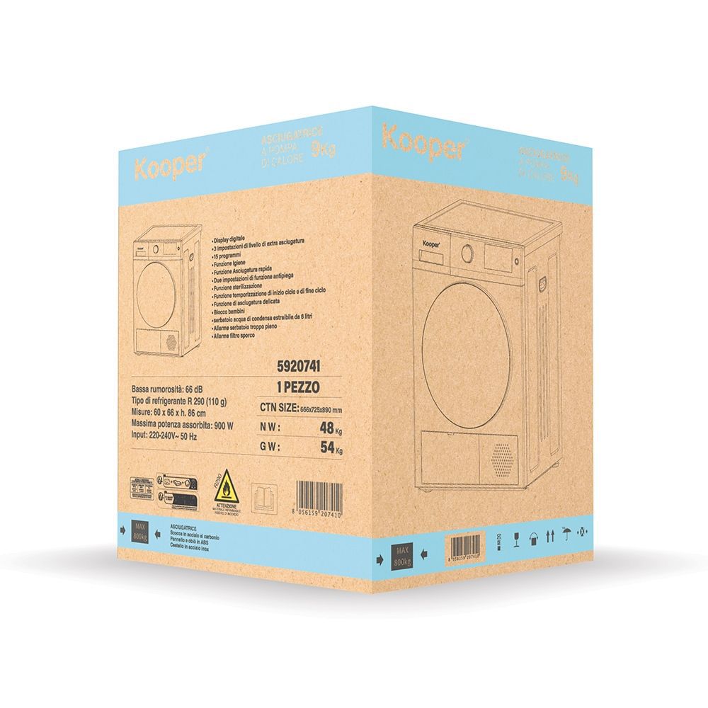 ASCIUGATRICE 9KG CLASSE A++ C/POMPA CAL