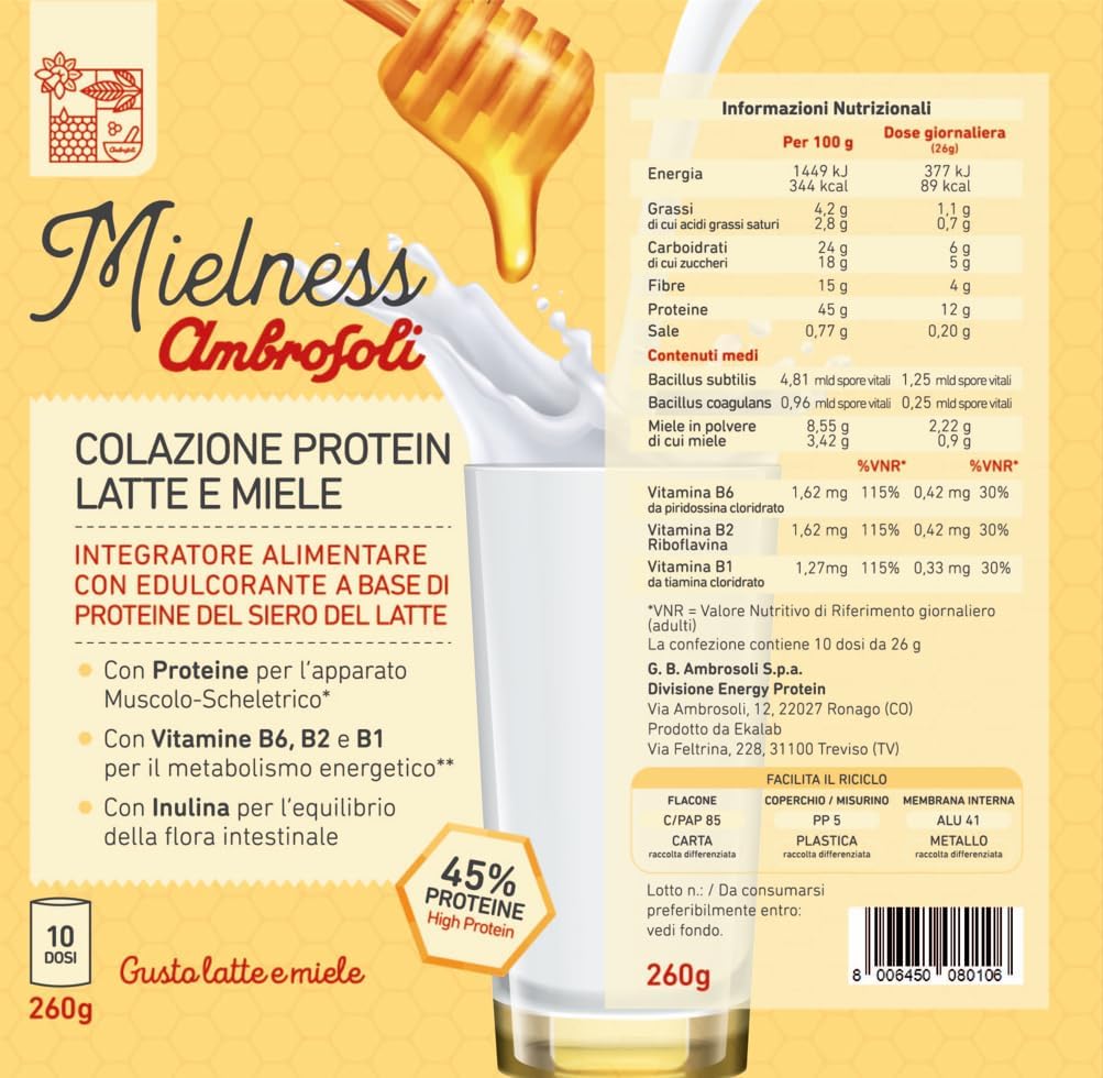 COLAZIONE PROTEIN LATTE E MIELE 260 Gr.