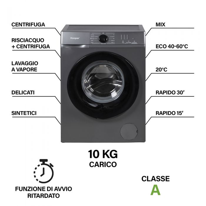 LAVATRICE 10KG SLIM GRIGIA CLASSE A 1200RPM